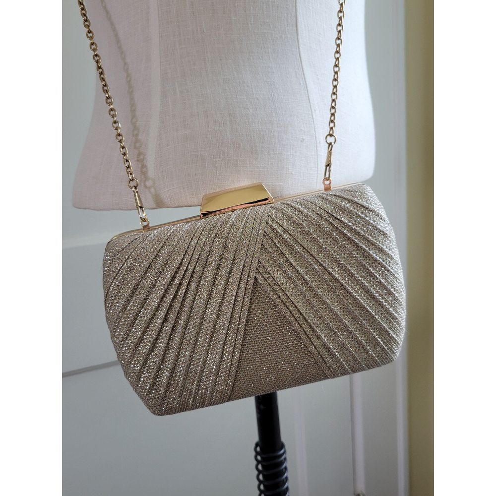 gold evening bag with chain or cord strap - Picture 12 of 12